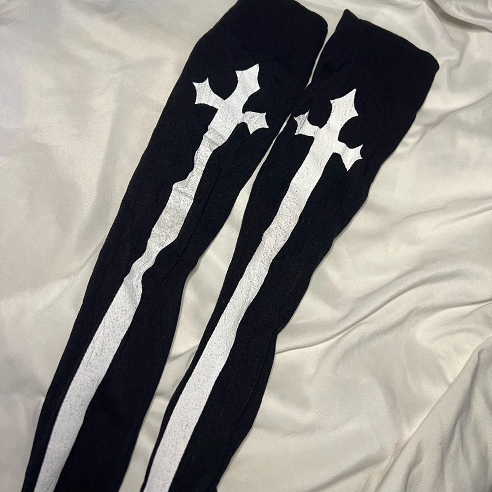 Cross knee high socks